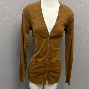 J. Crew Perfect Fit Pockets Long Button Down Cardigan Brown Large